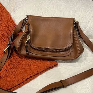 Elegant medium Brown Tom Ford Jennifer Leather Shoulder Bag